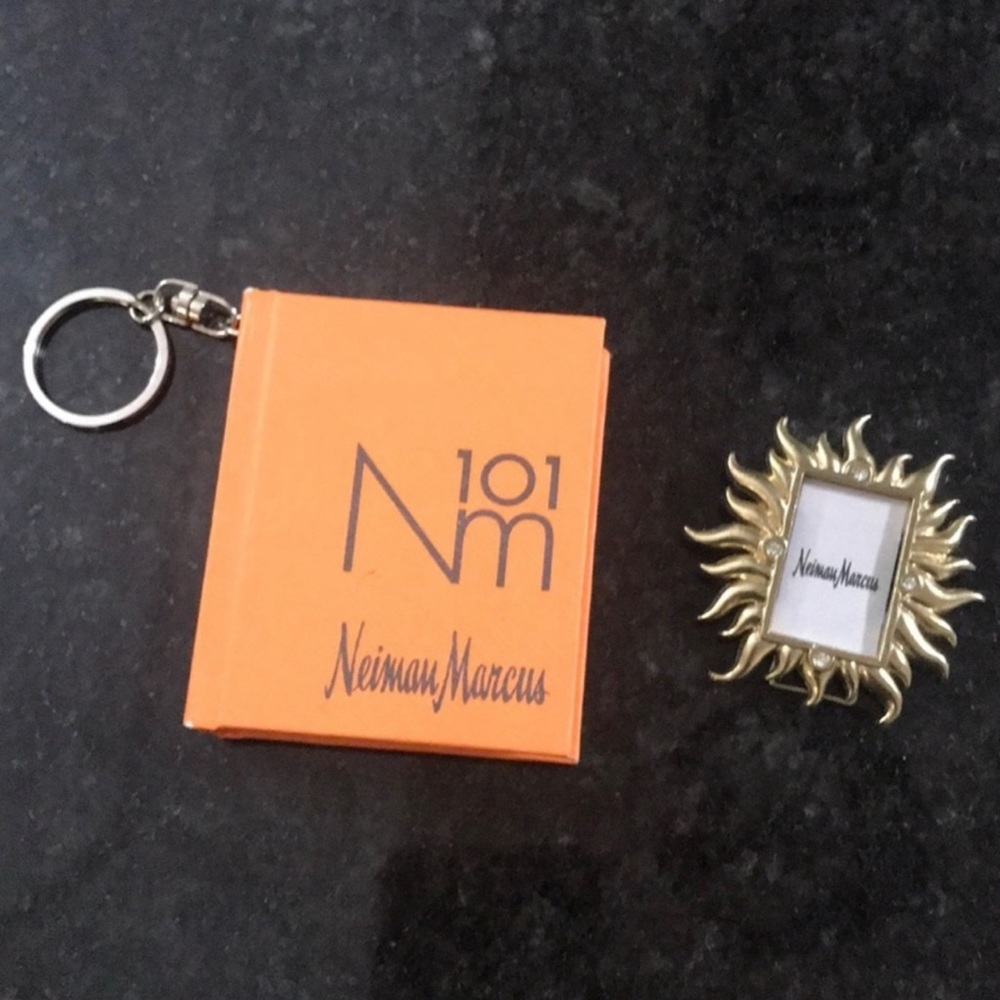 New authentic Neiman Marcus mini frame pin & keychain notebook